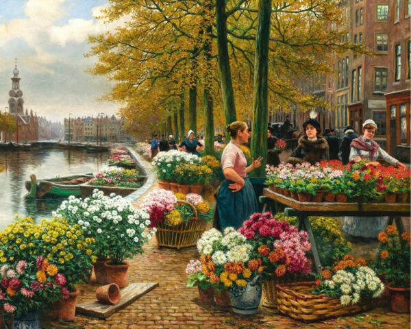 Um mercado de flores