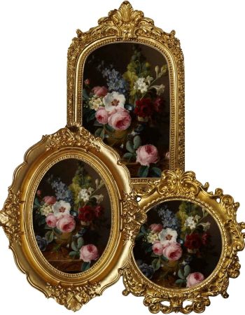 Quadro de parede e porta-retrato vintage - Natureza morta com rosas e hibiscos (2)