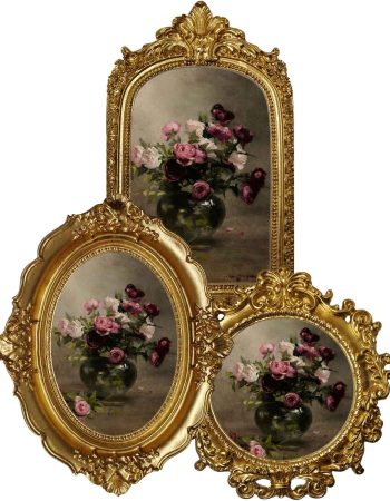 Quadro de parede e porta-retrato vintage - Vaso de rosas (1)